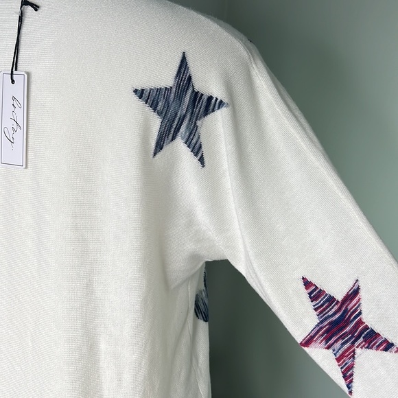 NWT Brit NY Pullover Cashmere blend Sweater stars size XS - Picture 3 of 6